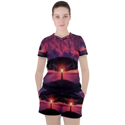 Flight Landscape Nature Sky Women s Tee And Shorts Set by Sudhe