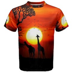 Animals Birds Dawn Giraffe Men s Cotton Tee by Sudhe