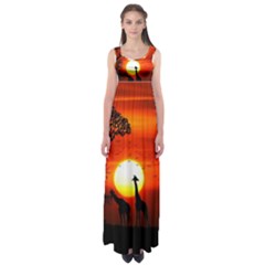 Animals Birds Dawn Giraffe Empire Waist Maxi Dress by Sudhe