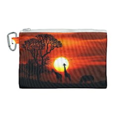 Animals Birds Dawn Giraffe Canvas Cosmetic Bag (large)