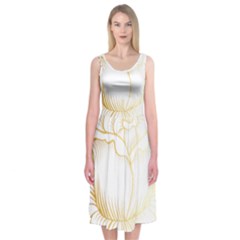 Golden Rose Stakes Midi Sleeveless Dress by Sudhe