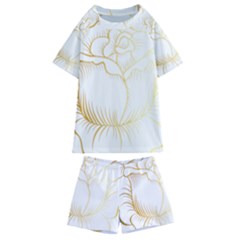 Golden Rose Stakes Kids  Swim Tee And Shorts Set