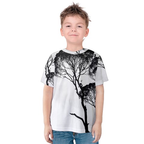 Silhouette Photo Of Trees Kids  Cotton Tee by Sudhe