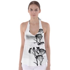 Silhouette Photo Of Trees Babydoll Tankini Top by Sudhe