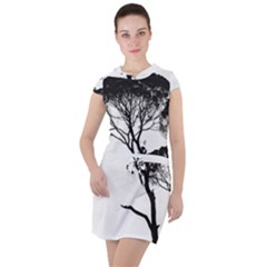 Silhouette Photo Of Trees Drawstring Hooded Dress by Sudhe