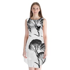 Silhouette Photo Of Trees Sleeveless Chiffon Dress   by Sudhe