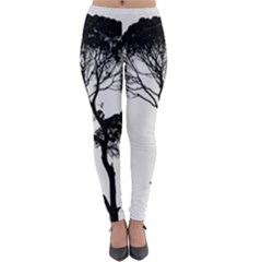 Silhouette Photo Of Trees Lightweight Velour Leggings by Sudhe