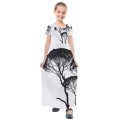 Silhouette Photo Of Trees Kids  Short Sleeve Maxi Dress