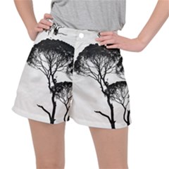 Silhouette Photo Of Trees Stretch Ripstop Shorts