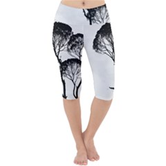 Silhouette Photo Of Trees Lightweight Velour Cropped Yoga Leggings