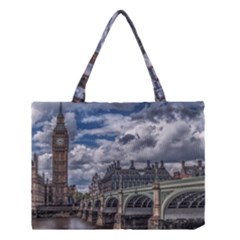 Architecture Big Ben Bridge Buildings Medium Tote Bag by Sudhe