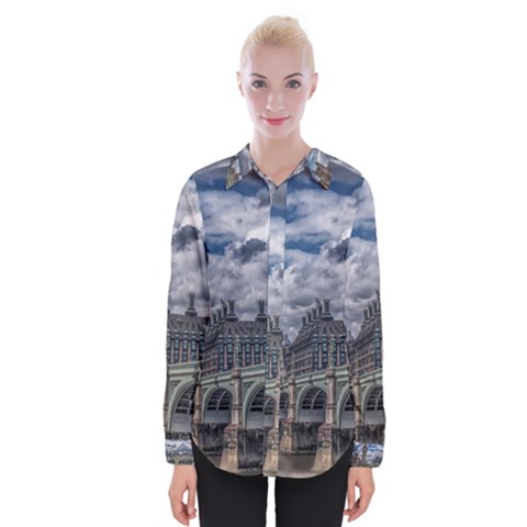 Architecture Big Ben Bridge Buildings Womens Long Sleeve Shirt by Sudhe