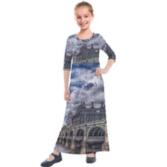 Architecture Big Ben Bridge Buildings Kids  Quarter Sleeve Maxi Dress