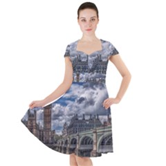 Architecture Big Ben Bridge Buildings Cap Sleeve Midi Dress