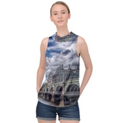 Architecture Big Ben Bridge Buildings High Neck Satin Top