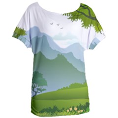 Forest Landscape Photography Illustration Women s Oversized Tee