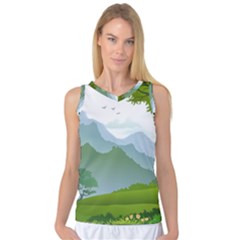 Forest Landscape Photography Illustration Women s Basketball Tank Top