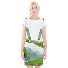 Forest Landscape Photography Illustration Braces Suspender Skirt by Sudhe