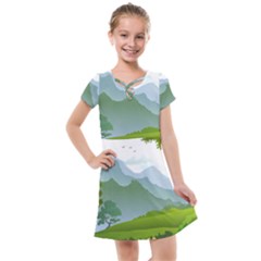 Forest Landscape Photography Illustration Kids  Cross Web Dress by Sudhe