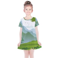 Forest Landscape Photography Illustration Kids  Simple Cotton Dress