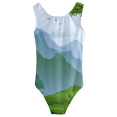 Forest Landscape Photography Illustration Kids  Cut-out Back One Piece Swimsuit