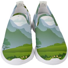 Forest Landscape Photography Illustration Kids  Slip On Sneakers