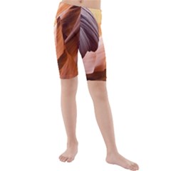 Light Landscape Nature Red Kids  Mid Length Swim Shorts by Sudhe