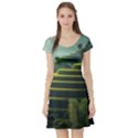 Scenic View Of Rice Paddy Short Sleeve Skater Dress View1