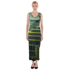 Scenic View Of Rice Paddy Fitted Maxi Dress by Sudhe