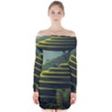 Scenic View Of Rice Paddy Long Sleeve Off Shoulder Dress View1