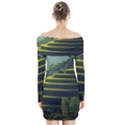 Scenic View Of Rice Paddy Long Sleeve Off Shoulder Dress View2