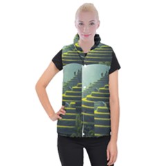 Scenic View Of Rice Paddy Women s Button Up Vest by Sudhe