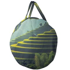 Scenic View Of Rice Paddy Giant Round Zipper Tote by Sudhe