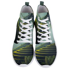 Scenic View Of Rice Paddy Men s Lightweight High Top Sneakers by Sudhe