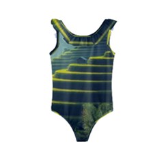 Scenic View Of Rice Paddy Kids  Frill Swimsuit