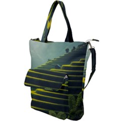 Scenic View Of Rice Paddy Shoulder Tote Bag by Sudhe