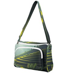 Scenic View Of Rice Paddy Front Pocket Crossbody Bag