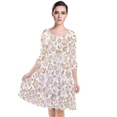 Vector Classical Pattern Quarter Sleeve Waist Band Dress