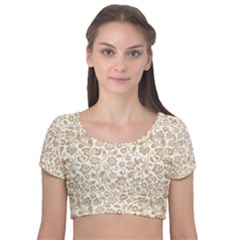 Vector Classical Pattern Velvet Short Sleeve Crop Top 