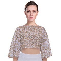 Vector Classical Pattern Tie Back Butterfly Sleeve Chiffon Top