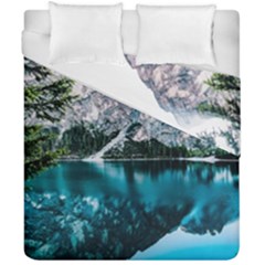 Daylight Forest Glossy Lake Duvet Cover Double Side (california King Size) by Sudhe