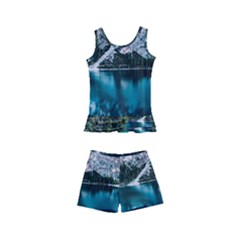 Daylight Forest Glossy Lake Kids  Boyleg Swimsuit