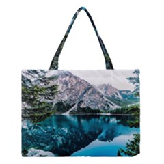 Daylight Forest Glossy Lake Medium Tote Bag by Sudhe