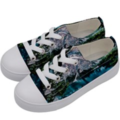 Daylight Forest Glossy Lake Kids  Low Top Canvas Sneakers by Sudhe