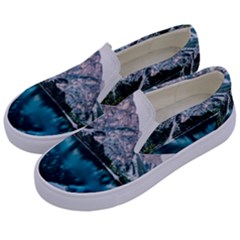 Daylight Forest Glossy Lake Kids  Canvas Slip Ons by Sudhe