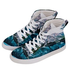 Daylight Forest Glossy Lake Men s Hi-top Skate Sneakers by Sudhe