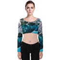 Daylight Forest Glossy Lake Velvet Long Sleeve Crop Top View1