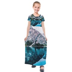 Daylight Forest Glossy Lake Kids  Short Sleeve Maxi Dress by Sudhe