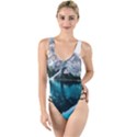 Daylight Forest Glossy Lake High Leg Strappy Swimsuit View1