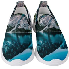 Daylight Forest Glossy Lake Kids  Slip On Sneakers by Sudhe